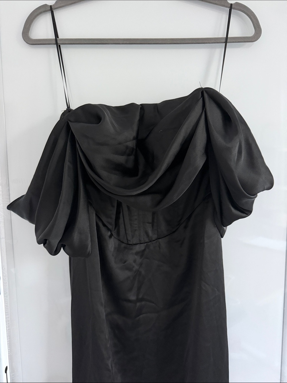 Hello Molly Black Draped Off-Shoulder Evening Gown